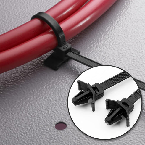 50 Pcs Black Nylon Push Mount Cable Zip Tie,120mm / 4.7Inch Arrow Push Mount Cable Ties, Multi-Purpose Self-locking Wire Wrap Strap...