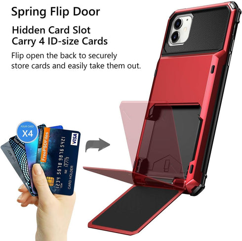Vofolen Case for iPhone 11 Case Wallet 4-Card Holder ID Slot Flip Door Hidden Pocket Anti-Scratch Dual Layer Hybrid TPU Bumper Armor Protective Ha...