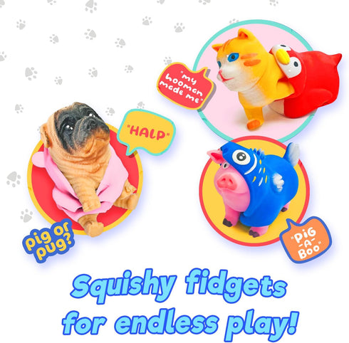 JA-RU Dress-Up Pets w/ Animal Costume Squishy Fidget Toys (1 Animal Pack) Stretchy Toys for Kids. Stress Relief Squeeze Toys. Bulk Party Favor & E...