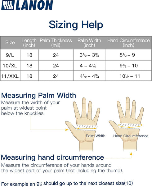 LANON Nitrile Chemical Resistant Gloves, Reusable Heavy Duty Safety Work Gloves, Acid, Alkali and Oil Protection, 18" Length, Non-Slip, Large...