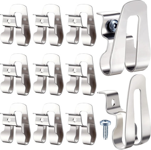 12 Pieces Belt Clip Hook Stainless Steel Impact Belt Clip Replacement Impact Driver Hook with Screws for Hammer Drill Tools...