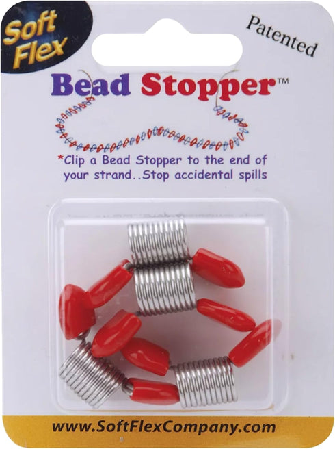 Soft Flex Bead Stoppers - Pack of Four with Red Handles - Bead Stopper for Jewelry Making...