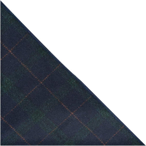Navy Blue & Dark Green Check Pocket Square, Tweed, Tartan, Plaid...