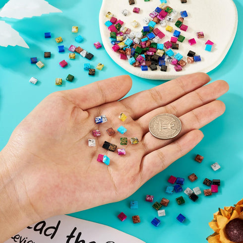 Craftdady 180Pcs Glass Seed Beads 2 Hole Tila Beads 9 Colors Crystal Glass Tile Beads Square Waist Beads Kit for Crafts DIY Multi-Strand Bracelets...