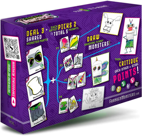 Frankenstein Monsters Drawing Game for Creative Family Fun! 150 Art Prompts Cards to Doodle Monster Mashup Artwork! Gift for Artists Kids, Teens t...