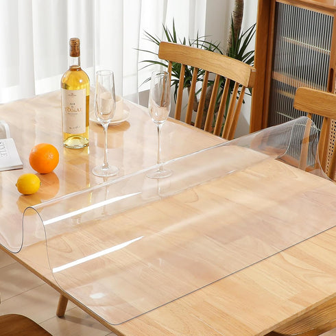 Clear Plastic Kitchen Countertop Cover Mat Table Protector Cover Wooden Furniture Tablecloth Wipeable Vinyl PVC Coffee End Table Chair Floors Pad ...