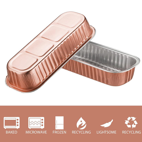 EUSOAR Disposable Aluminum Ramekins, 25pcs 6.8oz 6.5"x2.5"x1.2" Foil Baking Cups Pan with Lids?Rectangle Cupcake Containers Wrappers, Dessert Chee...