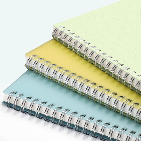 AHGXG Bullet Dotted Journal, 3 Pack Spiral Notebook A5, with 100GSM Thick Dot Grid Paper, Transparent Hardcover, Journal Stencils, 80 Sheets, 5.7"...