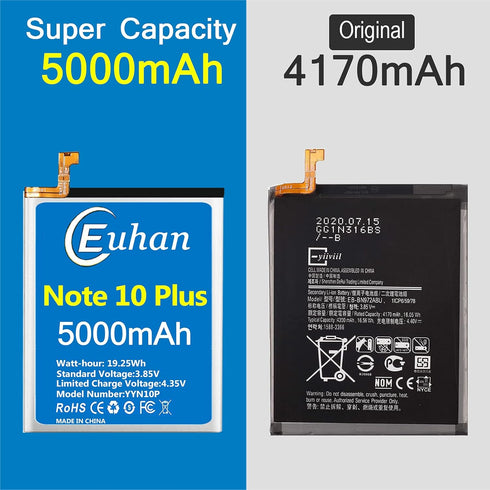 Galaxy Note 10 Plus Battery, Upgraded 5000mAh Li-Polymer EB-BN972ABU Internal Replacement Battery for Samsung Galaxy Note 10+ Note 10 Plus SM-N975...