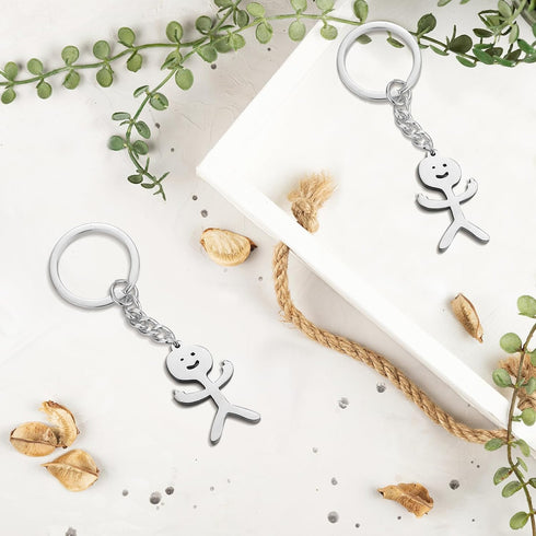 Junkin 3 Pcs Stainless Steel Funny Doodle Keychain 2024 Graduation Keychain Gifts Friendship Jewelry Women Men(Silver)...