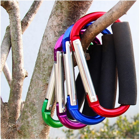 Stroller Hooks by Baby,Large Stroller Hooks for Mommy, 2 pcs Carabiner Stroller Hook Organizer for Hanging Purses, Diaper Bag, Shopping Bags. (Bla...