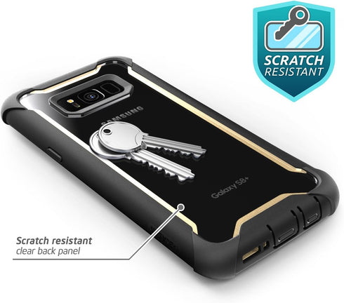 i-Blason Ares Full-Body Rugged Clear Bumper Case with Built-in Screen Protector for Samsung Galaxy S8+ Plus 2017 Release, Black/Gold...