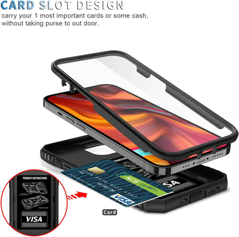 Case for iPhone 13, Camera Cover Phone Case with Rotation Ring Stand for Apple iPhone 13 - Black...