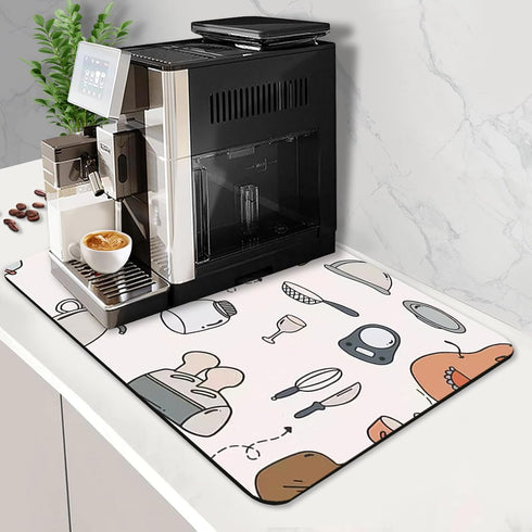 Coffee Mat Super Absorbent Coffee Bar Mat Hide Stain Coffee Maker Mat for Countertops Coffee Bar Accessories Fit Under Coffee Machine Coffee Pot D...