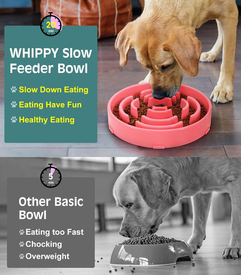 WHIPPY Large Slow Feeder Dog Bowls for Large Medium Dogs Anti-Chocking Slow Feeding Maze Dog Food Bowl Slow Eating Interactive Bloat Stop Puzzle B...