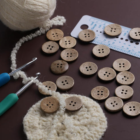 25mm Brown Natural Coconut Shell Buttons 1 inch 4 Holes Button Coconut Shell Buttons for Crafts Sewing Wooden Buttons for DIY Crafts 100PCS...