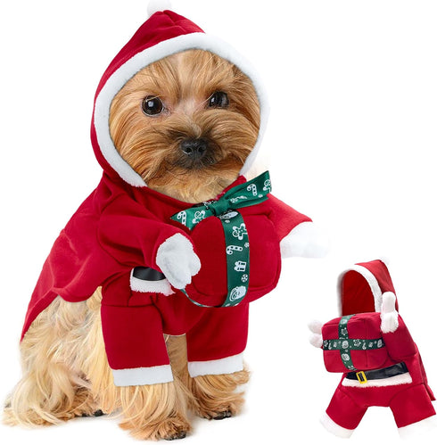NACOCO Christmas Dog Hoodie Costume - Pet Gift Carrying Style Coat Clothes Christmas Santa Funny Apparel Outfit Winter Warm for Medium Dog Party A...