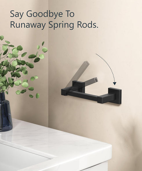 FORIOUS Modern Black Toilet Paper Holder Wall Mount Square, SUS 304 Stainless Steel Bathroom Toilet Paper Holder Matte Black, Double Post Pivoting...