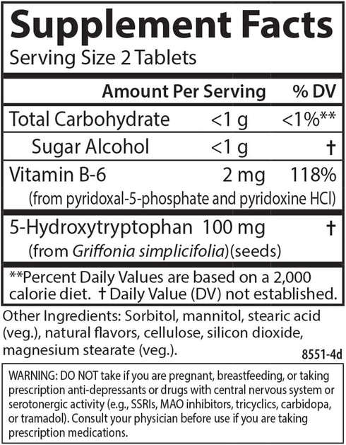 Carlson - Healthy Mood 5-HTP Elite, 100 mg, Serotonin Production, Healthy Mood & Promotes Relaxation, Natural Raspberry Flavor, 120 Tablets...