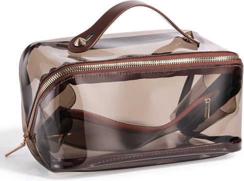 BS-MALL Cosmetic Bags Travel Case Makeup Bag High Capacity Waterproof Travel Makeup Case Organizer, For Women Toiletry Bag (A-Brown)......
