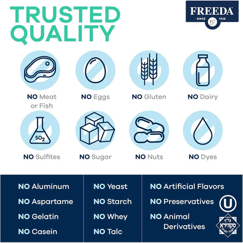 FREEDA Quercetin 500mg - Pure Quercetin Supplement for Immune & Histamine Support - Vegan Bioflavonoid Vitamin - Quercetin Flavonoid Supplements &...