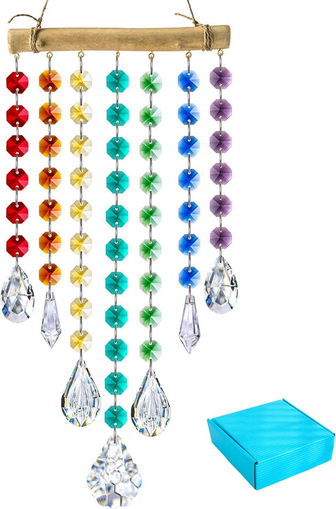 Hanging Crystal Prism Suncatcher Window Garden Decoration Ornament Rainbow Glass Beads Chain Pendant Crystal Wind Chimes...