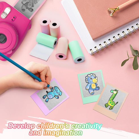 9 Rolls Kids Instant Camera Print Refill Paper- Photo Printer Thermal Paper Rolls Instant Print Camera Refill Paper for Kid's Instant Camera Favor...