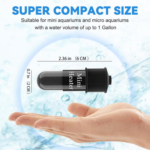Small Aquarium Heater,Submersible Adjustable Mini Fish Tank Heater 20W,Betta Heater with External Temperature Controller,LED Temperature Display, ...