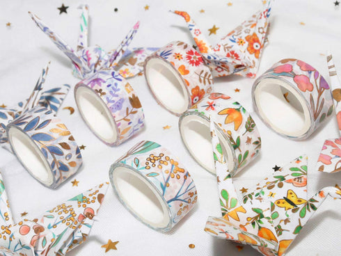 YUBBAEX Floral Gold Washi Tape Set VSCO Foil Masking Tape Decorative for Arts, DIY Crafts, Journal Supplies, Planners, Scrapbook, Card/Gift Wrappi...