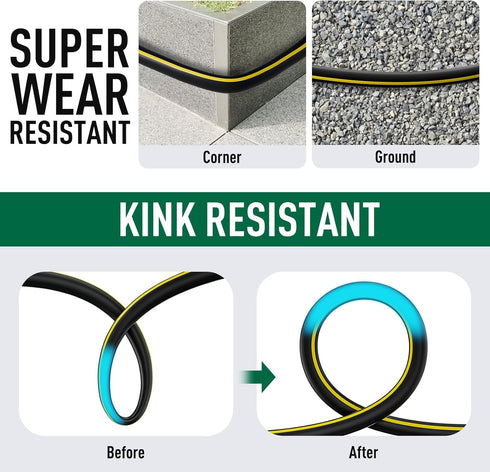 GREENER Hybrid Lead In Garden Hose 5/8 in x 5FT Short Water Hose With Swivel Female to Female Solid Fitting Leader hose Flexible Kink-resistant Ex...