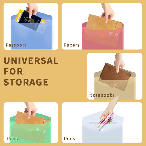 10 Pcs Plastic Envelope with Snap Button Closure, Plastic Waterproof Envelope File Folder, Transparent Folders for Documents, Letter Size, A4 Size...