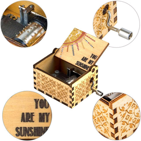 Music Box Wife Girlfriend Gift - You are My Sunshine Music Box Husband Boyfriend Gifts Mini Wooden Musical Box Mechanism Valentine Christmas Anniv...
