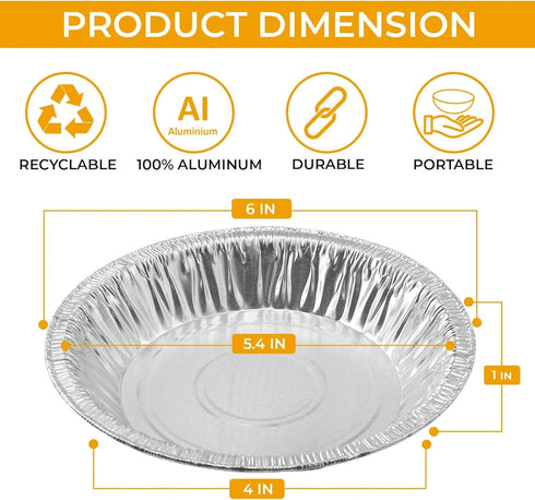 The Baker Celebrations Aluminum Foil Disposable Baking Plates 6-inch Pie Pans Made in USA (Pack of 60)...