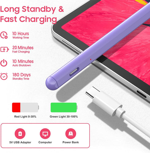 Stylus Pen for iPad,Tilt Sensitivity & Palm Rejection Magnetic Bluetooth Stylus Pen for iPad 9th&10th Generation Compatible with iPad Pro11&12.9''...