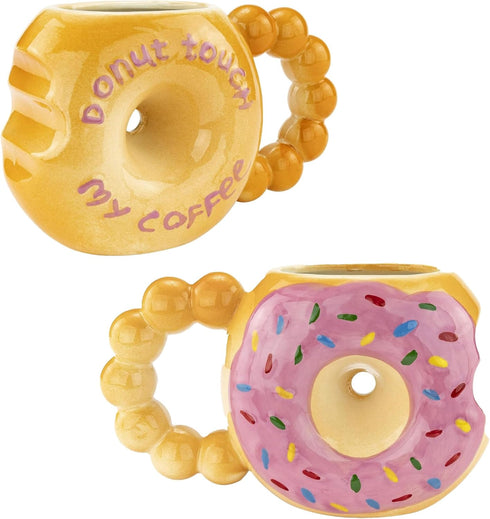 Fairly Odd Novelties DONUT TOUCH MY COFFEE Mug Fairly Odd Novelties-12oz Ceramic Shaped Tea Cocoa, One Size, Brown,FON-10288...