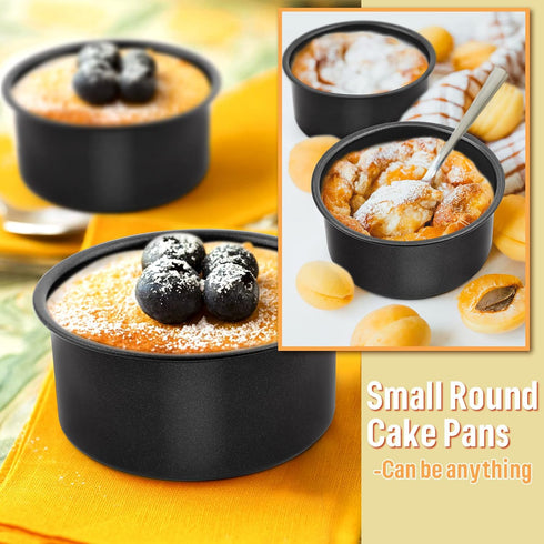 E-far 4 Inch Cake Pan Set of 3, Nonstick Stainless Steel Mini Round Cake Pans Tin, Small Size for Baking Smash Cakes/Cheesecake, Stainless Steel C...