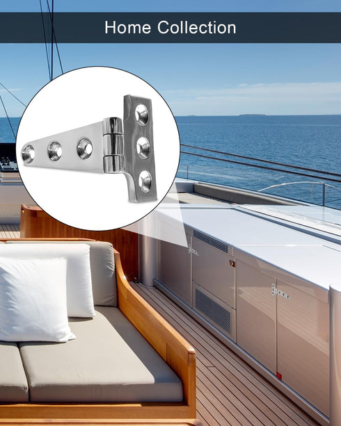 4" x 2" Boat Strap T Hinge Stainless Steel 316 Boat Door Flush Triangle Hinges, Heavy Duty Marine Dock Strap Hinges W/Fasteners for Ship Kayak Yac...