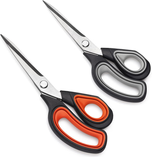 Premium Tailor Scissors Heavy Duty Multi-Purpose Titanium Scissors Professional for Leather Cutting Industrial Sharp Sewing Shears (2 Pack), Red/G...