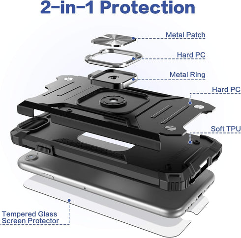 for iPhone SE 2020 Case with Screen Protector,Shockproof Drop Test Cover with Car Mount Kickstand Lightweight Protective Case for iPhone 6/6s/7/8/...