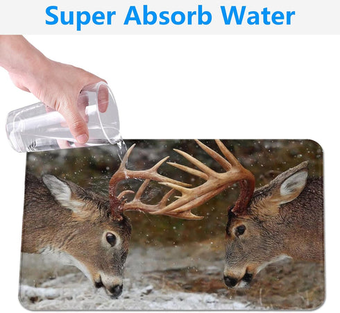 Deer Moose Bath Rugs Machine Washable Bathroom Decor Non-Slip Doormat Water Absorbent Welcome Mat for Kitchen Bedroom Floors 16" X 24"...