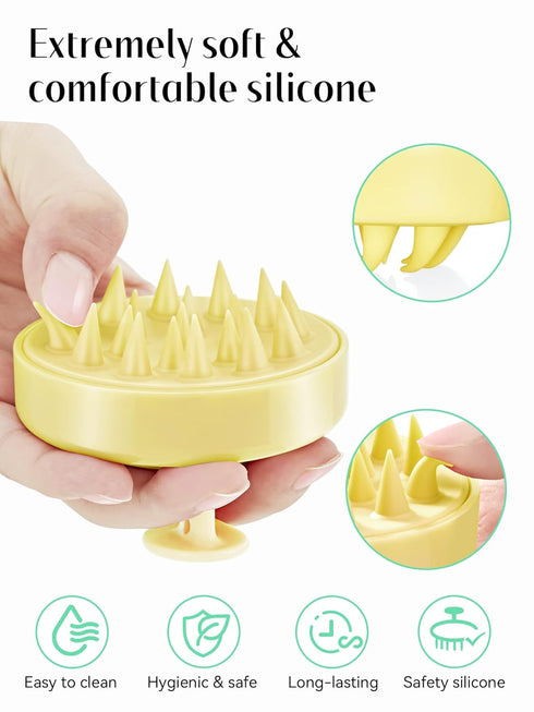 HEETA Scalp Massager with Soft Silicone Bristles - Promotes Hair Growth, Exfoliates Scalp, Removes Dandruff, and Enhances Shampoo Cleansing, Yello...