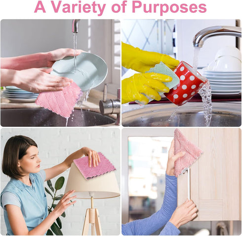 20 Packs Kitchen Cloth Dish Towels, Nonstick Oil Fast Drying Washcloths, Premium Dish Cloths for Kitchen, Car, Bathroom Cleaning, Reusable Highly ...
