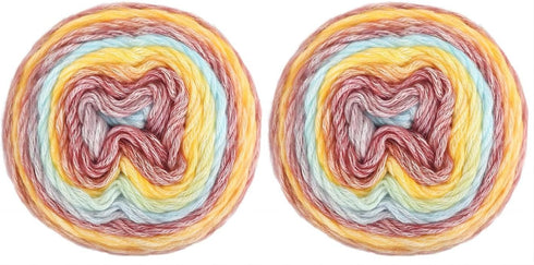 Gradient Cake Yarn Multicolor Fairyland Rainbow Yarn, 2-Pack 60% Cotton 30% Acrylic 10% Wool,Multicolor Crochet Knitting Yarns (70)......