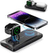 VRURC Wireless Portable Charger, 10000mAh Magnetic Power Bank, 3 in 1 Charger, 22.5W Fast Charing Battery Pack, 3 inputs 4 outputs Compatible with...