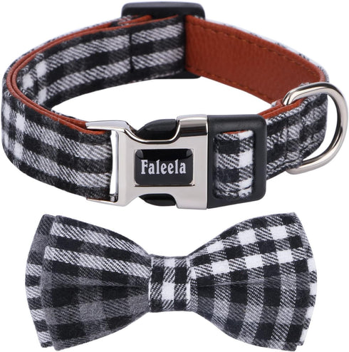 Soft &Comfy Bowtie Dog Collar,Detachable and Adjustable Bow Tie Collar,for Small Medium Large Pet (Medium (Pack of 1), Black and Whit)...