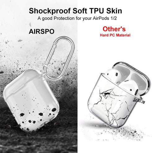 AIRSPO Airpods Case Cover, Clear Soft TPU Protective Cover Compatible with Apple AirPods 1/2 Wireless Charging Case with Keychain (Clear)......