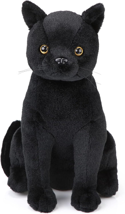 13 Inch Black Cat Stuffed Animal Realistic Black Cat Plush Toy Soft Kitten Stuffed Animal Black Cat Plushie for Home Decor Animal Collection PET P...
