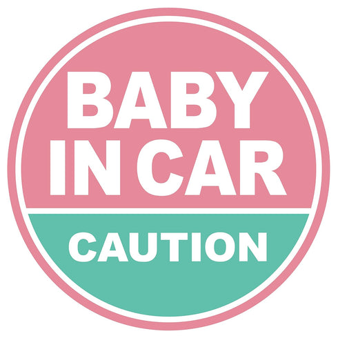 GEEKBEAR Baby in Car Vehicle Magnet - Colorful, Reflective, Weather-Resistant - Circular 4.7 x 4.7 in (Light Pink/Turquoise)...