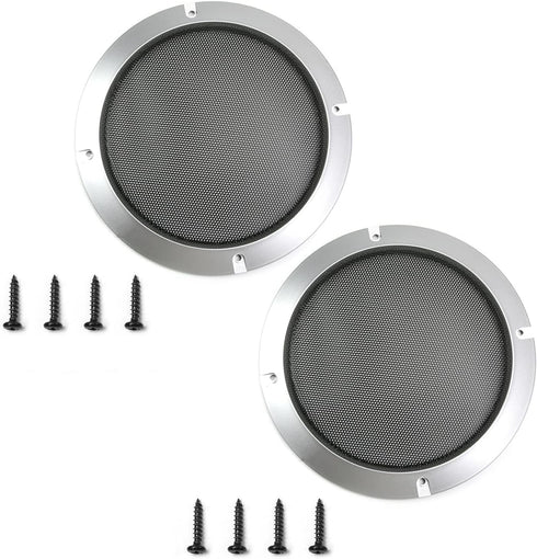 Fielect 2Pcs 6.5" Speaker Grill Cover Mesh Decorative Circle SubWoofer Grill Cover Guard Protector Cover Audio Accessories Metal Trim Silver with ...