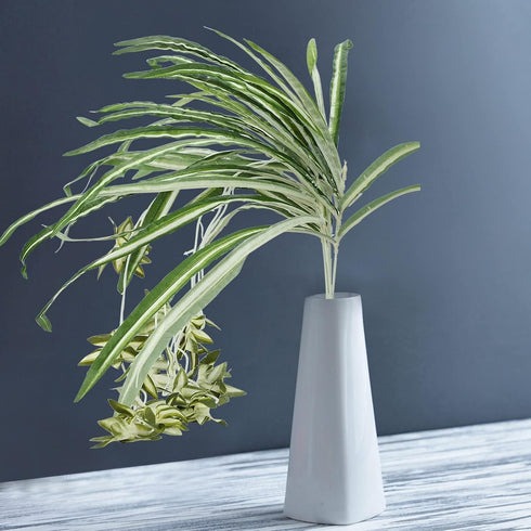 GWOKWAI 2Pcs Artificial Chlorophytum, 25.5in Faux Plant Hanging Basket Simulation Ivy Green Leaves Fake Wall Hanging Plants for Home Garden Office...